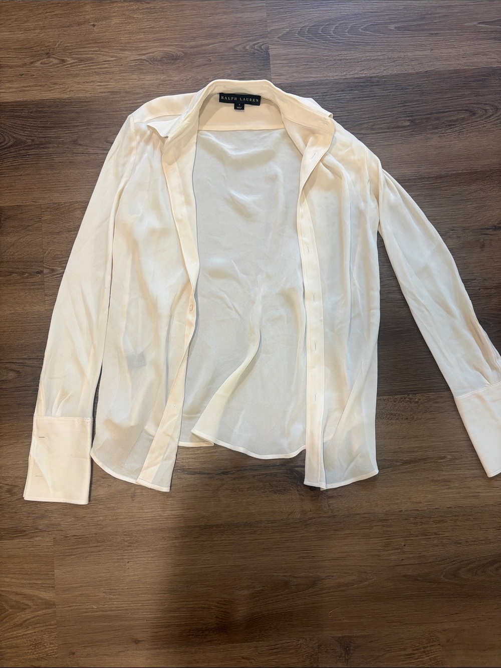 Ralph Lauren Lightweight Off-White Long Sleeve Button-Down Shirt